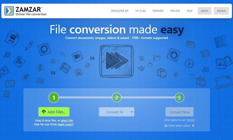 Oberfläche von Zamzar