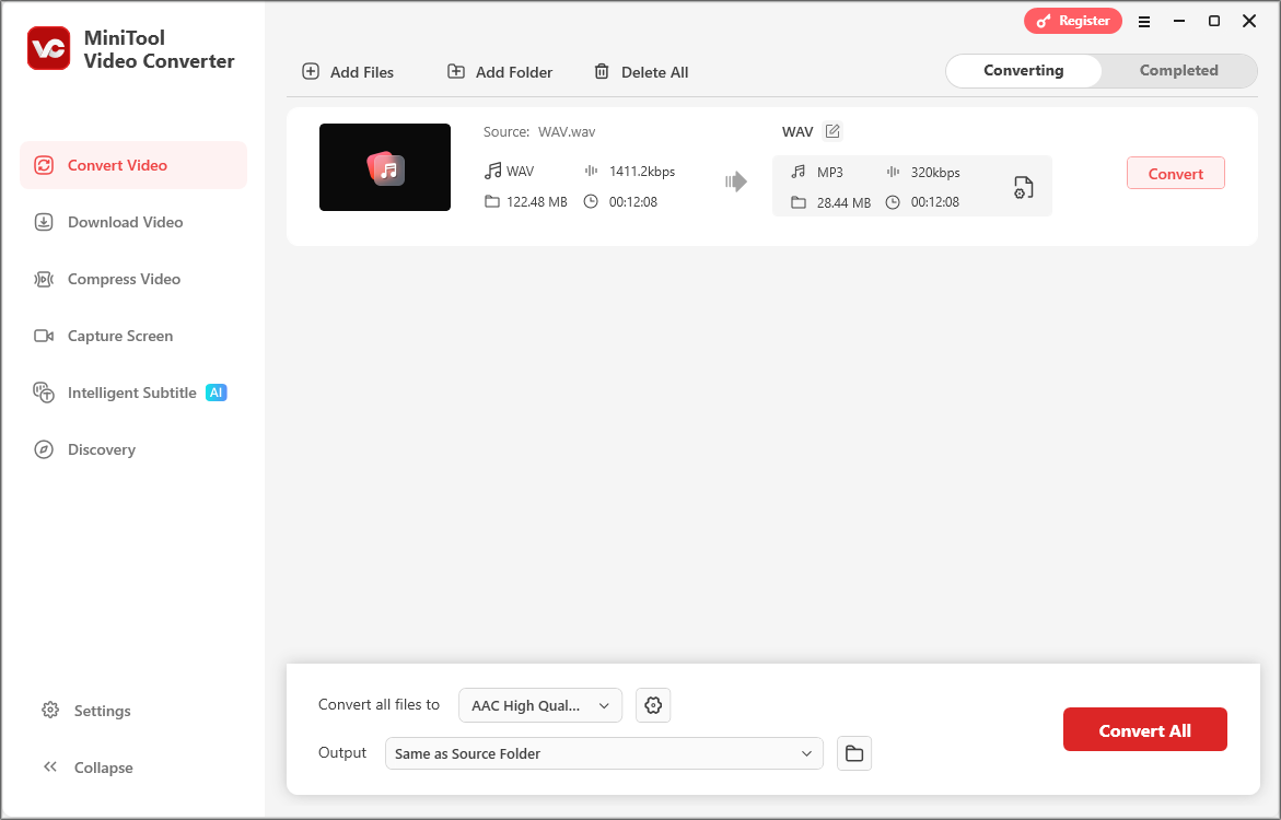 WAV mit MiniTool Video Converter in MP3 konvertieren