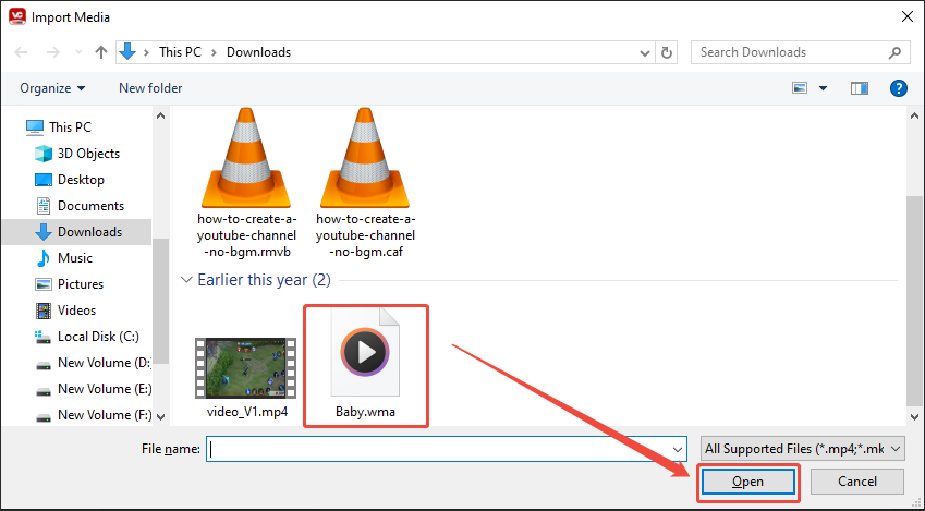 Select the WMA file that you want to transcribe in the Import Media window of MiniTool Video Converter