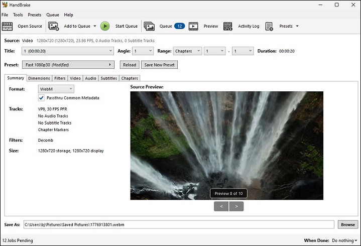 Ein Screenshot zur Startseite von HandBrake.