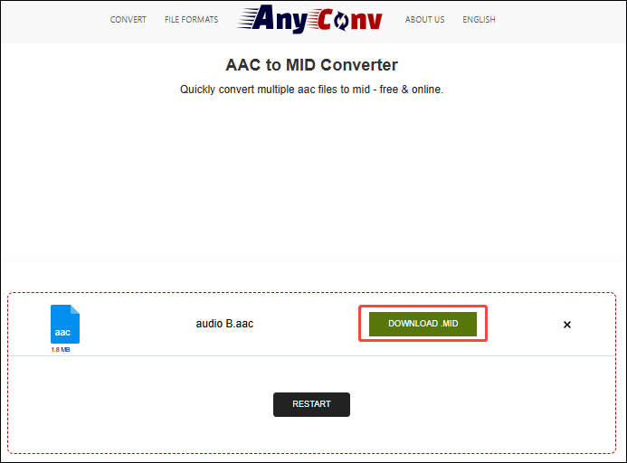 AnyConv interface with the Download button selected.