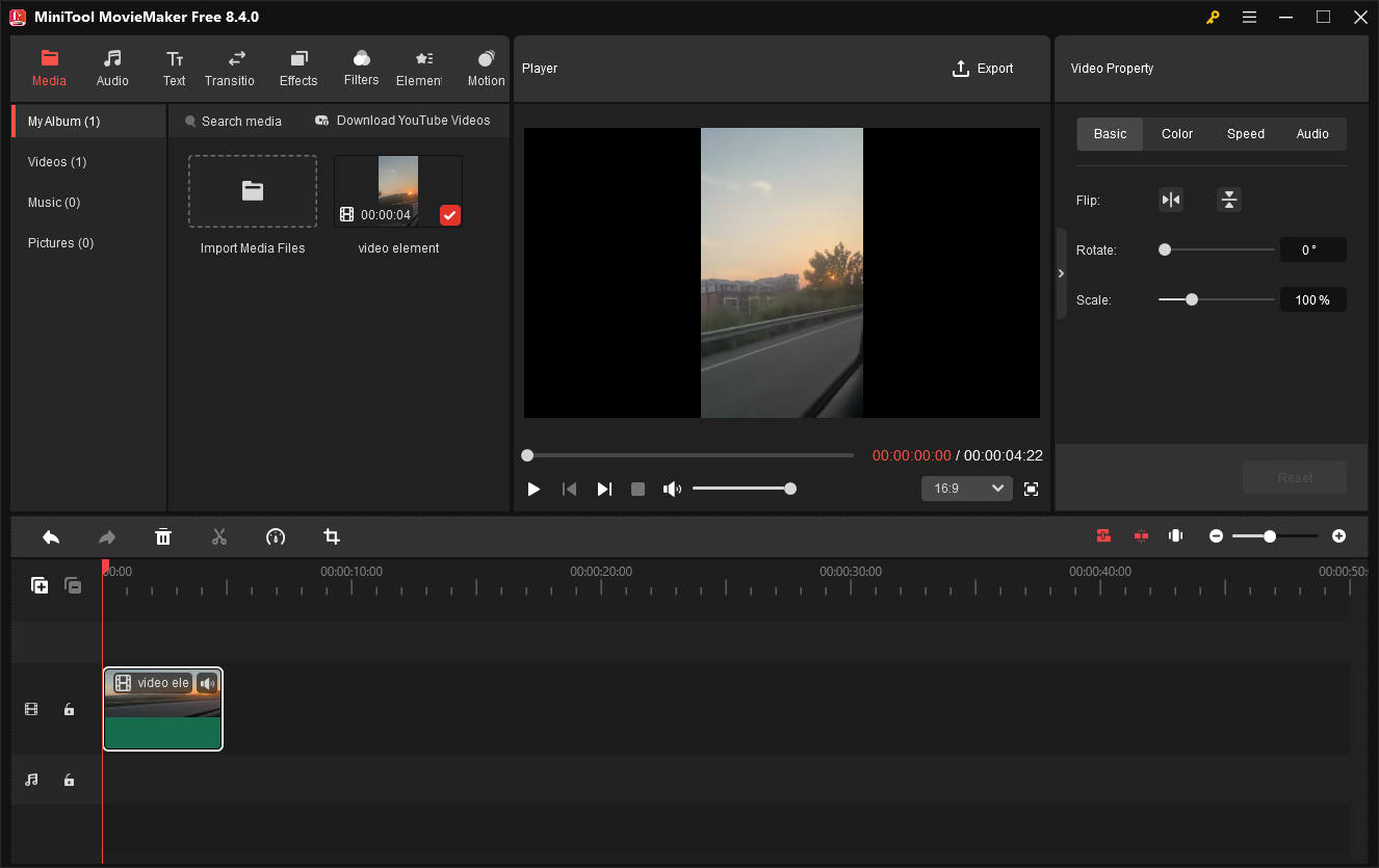 The user interface of MiniTool MovieMaker