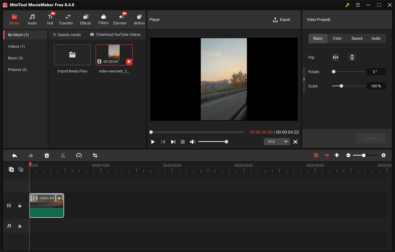 The user interface of MiniTool MovieMaker