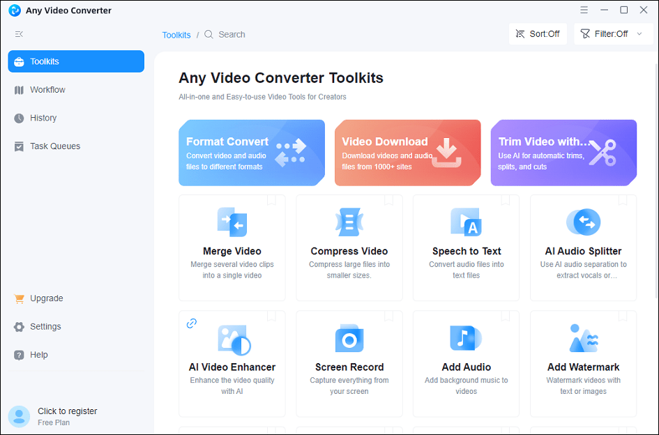 The main interface of Any Video Converter