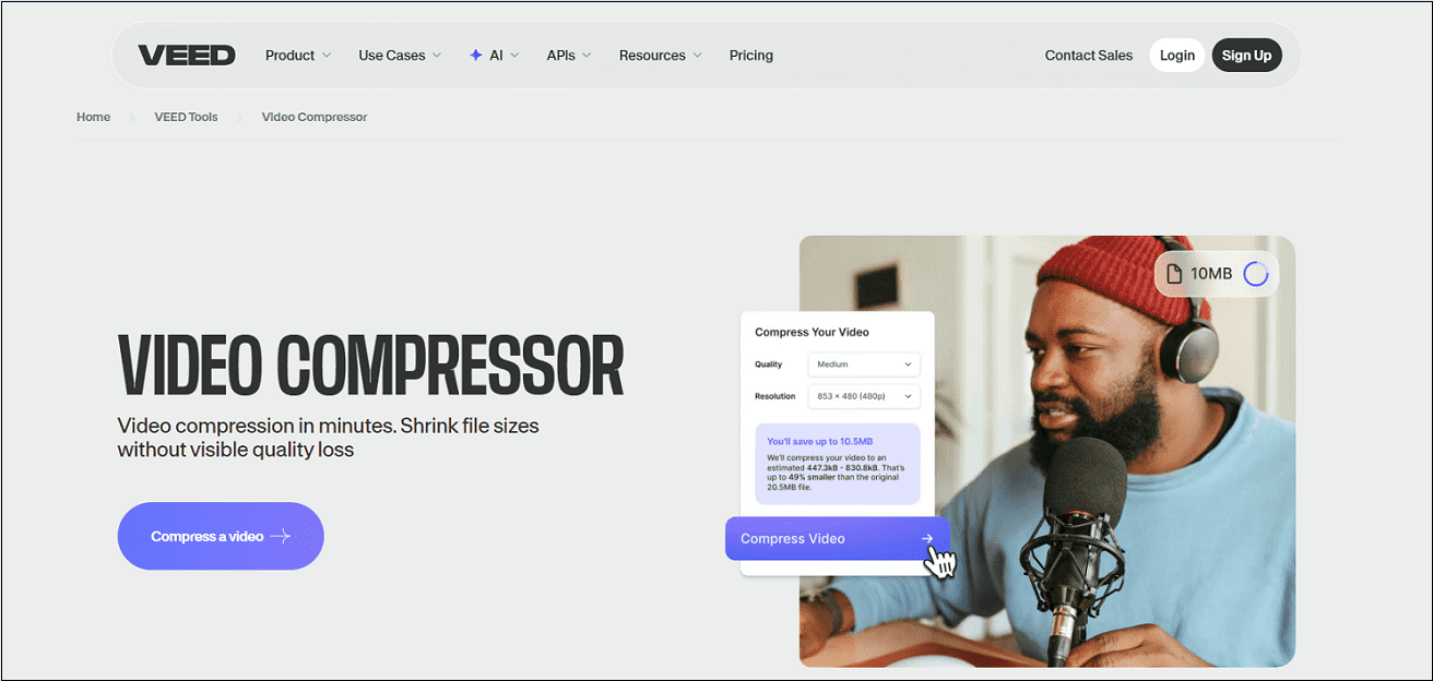 Compress a Google Drive video with VEED