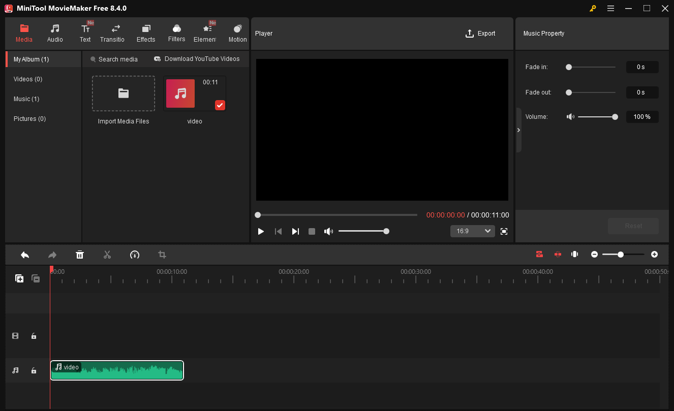 The user interface of MiniTool MovieMaker