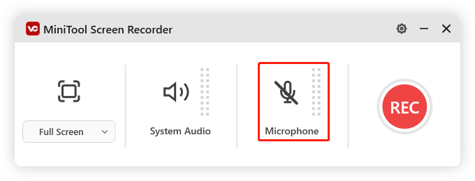 Ein Screenshot zum Ausschalten des Mikrofons während der Bildschirmaufnahme in MiniTool Screen Recorder.