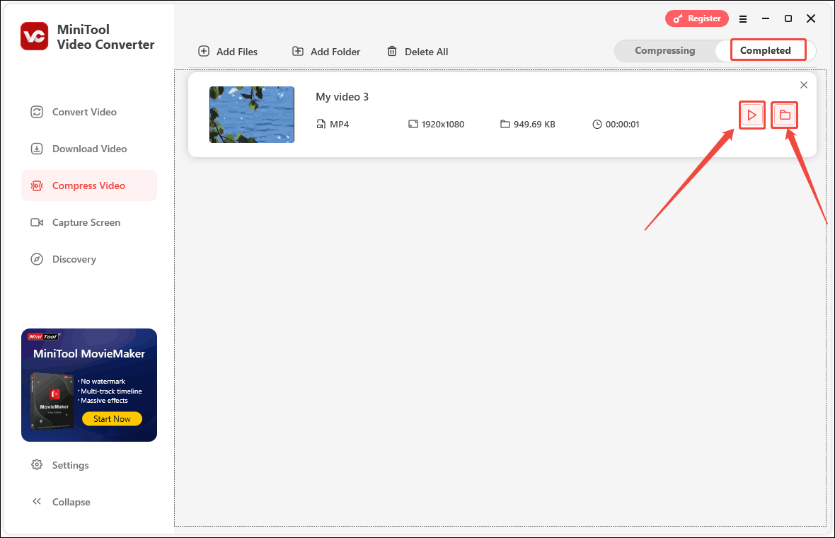 Hervorhebung des Wiedergabe- und Ordnersymbols unter Abgeschlossen.