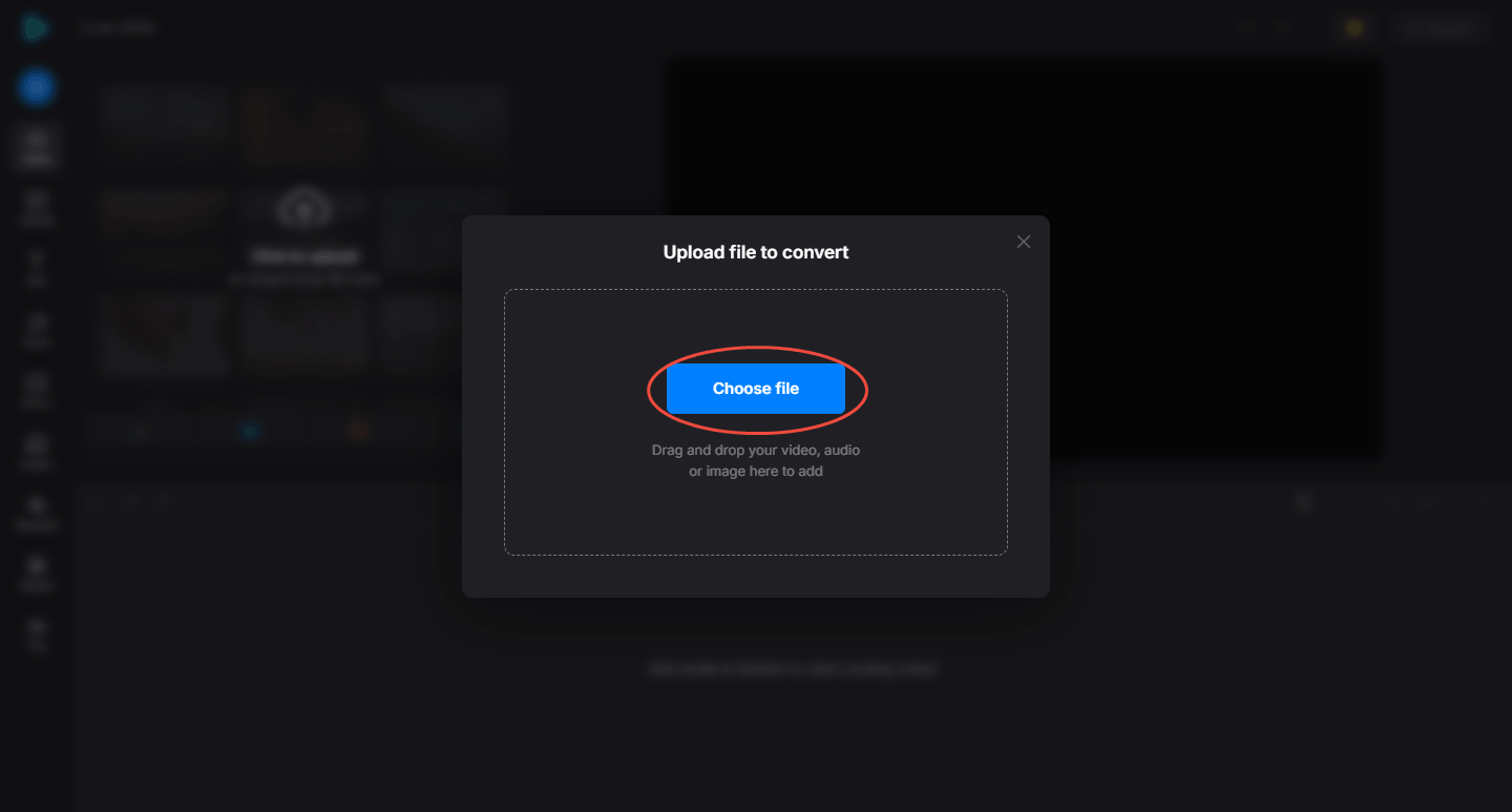 Clideo interface with the Choose File option selected.