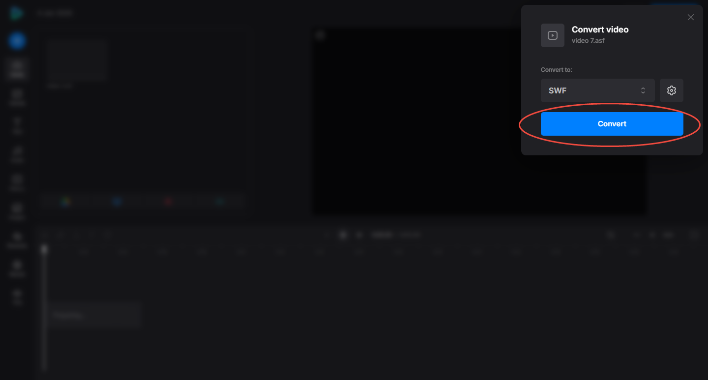 Clideo interface with the Convert button selected.