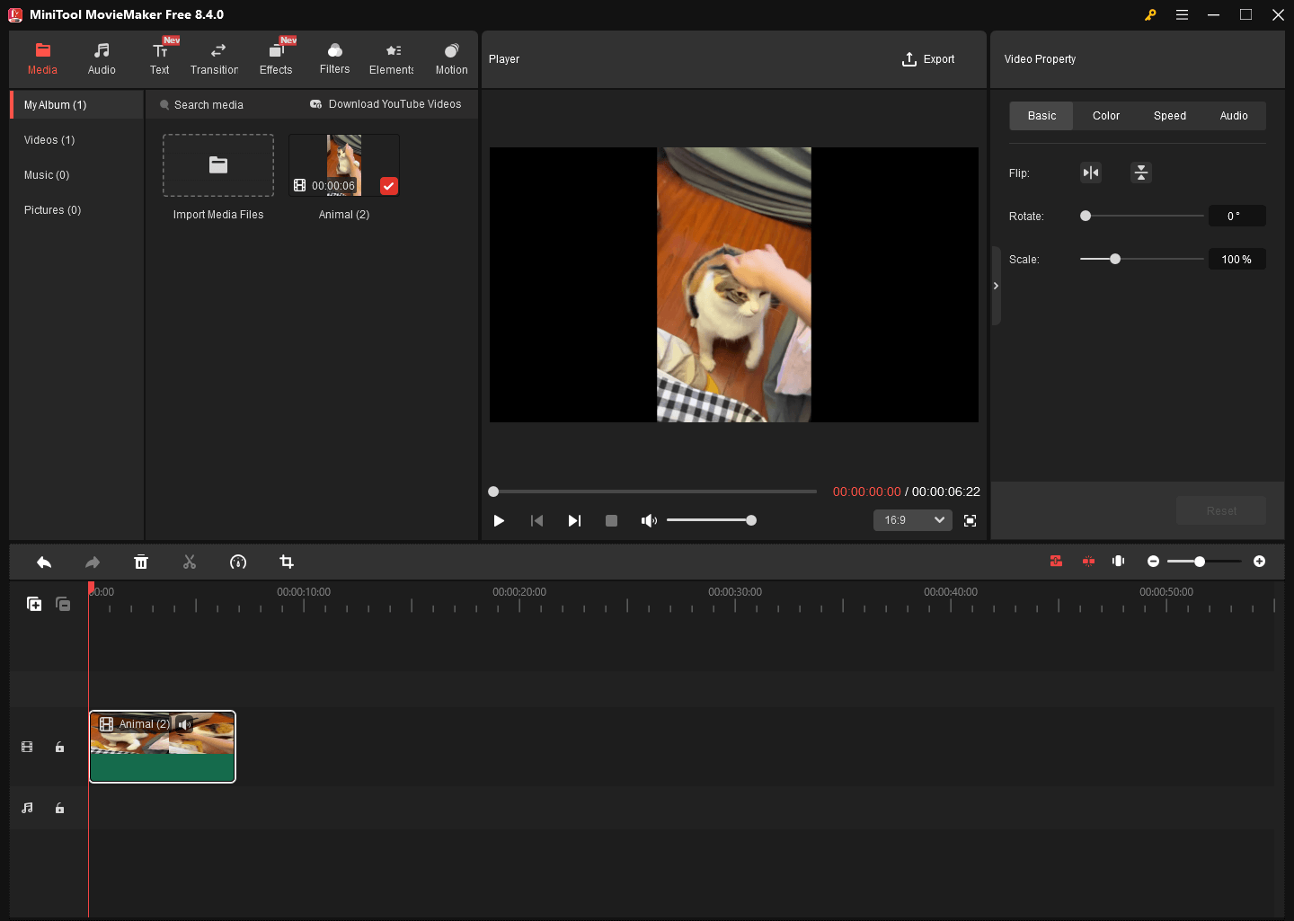 Ein Screenshot zur Hauptoberfläche von MiniTool MovieMaker.