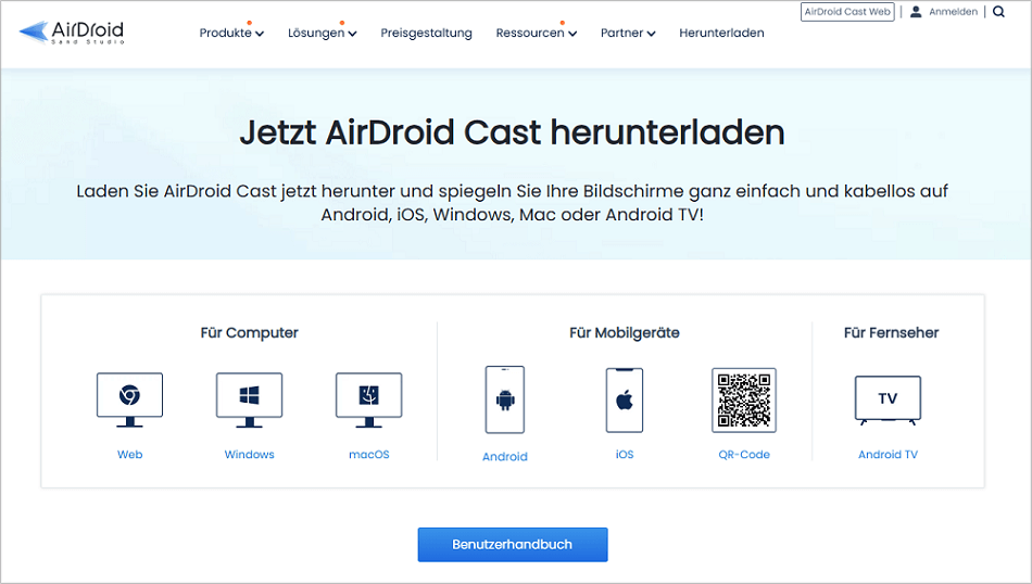 Ein Screenshot zum Herunterladen von AirDroid.