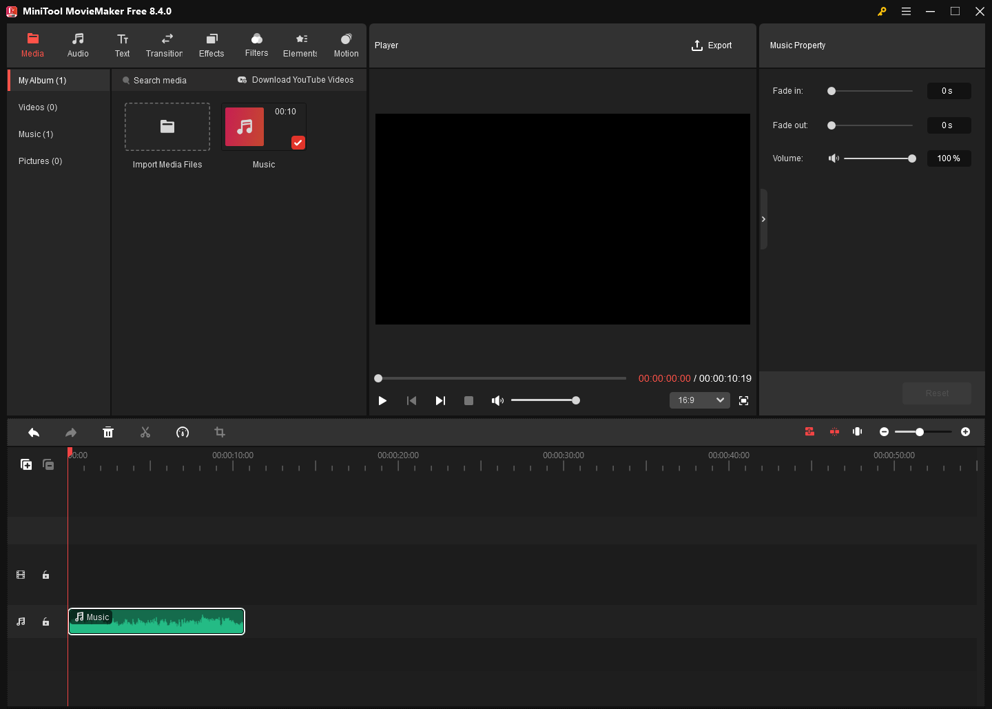 The user interface of MiniTool MovieMaker.