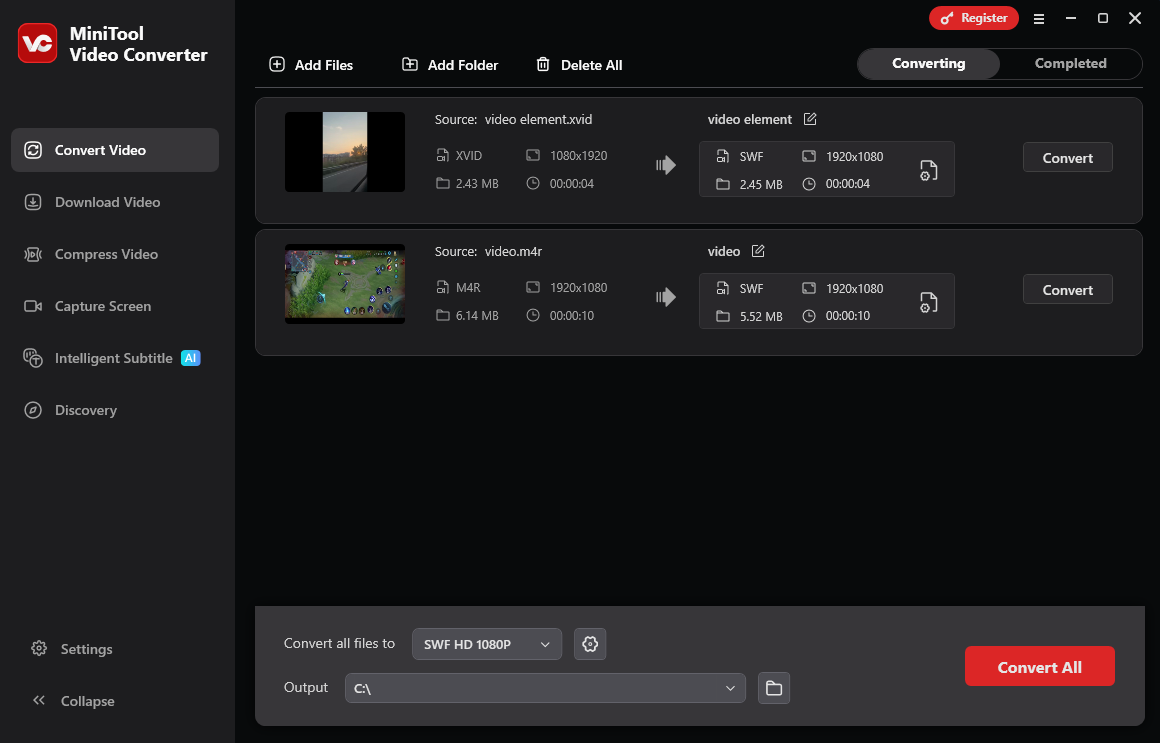The user interface of MiniTool Video Converter