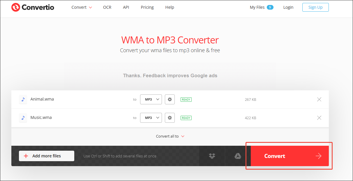 MiniTool Video Converter’s Convert Video interface with the Convert button selected.