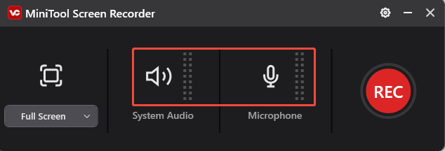Ein Screenshot zum Ausschalten von System- und Mikrofonton in MiniTool Screen Recorder.
