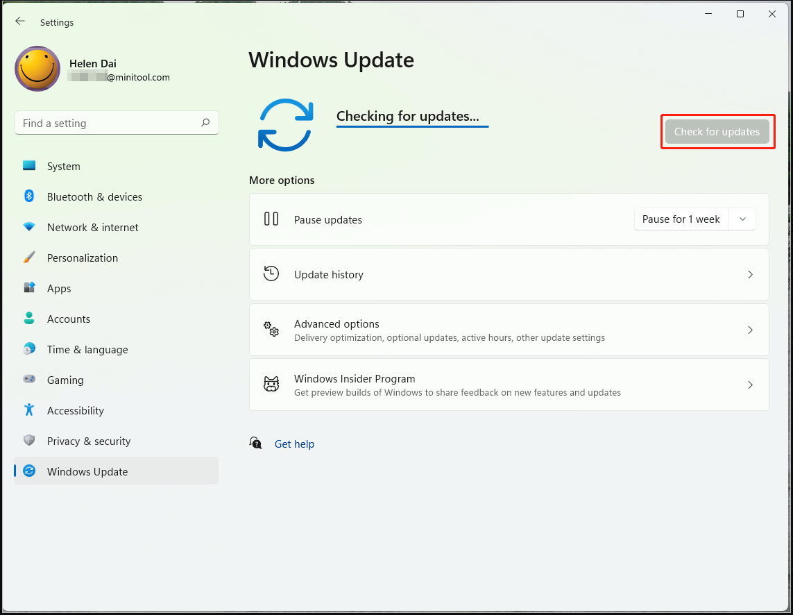 check for Windows updates
