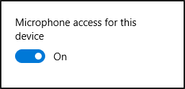 The window with the microphone access option turned on.
