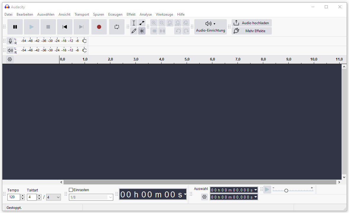 Oberfläche von Audacity.