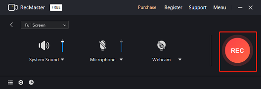 RecMasterでRECボタンをクリックしている様子