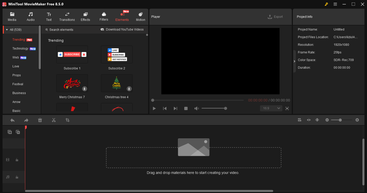 MiniTool MovieMakerのメインインターフェイス