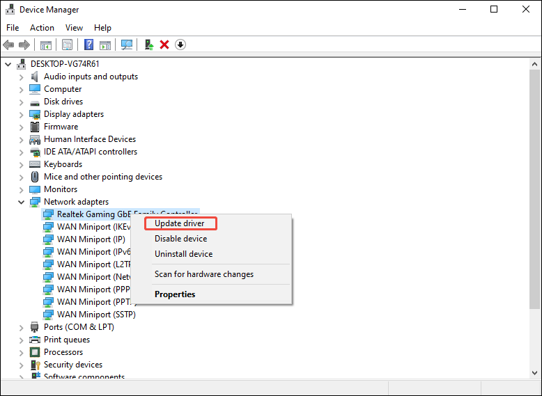 Windows Device Manager windows with the display driver clicked and the Update driver option selected.