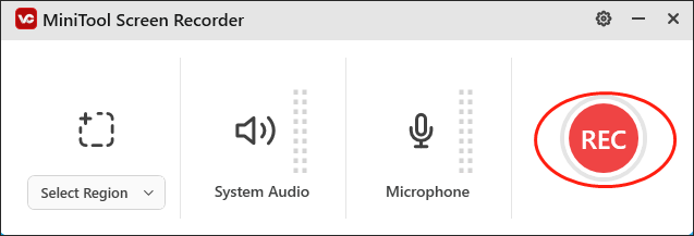 Click on the REC button in MiniTool Screen Recorder to begin the recording task.
