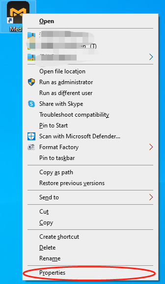 Right-click on Medal and choose Properties in the option menu.