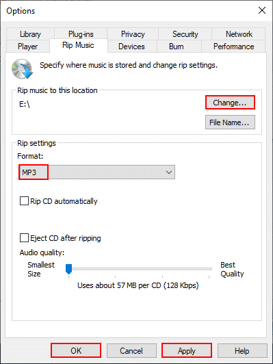 Windows Options window showing how to select the save folder and output format.
