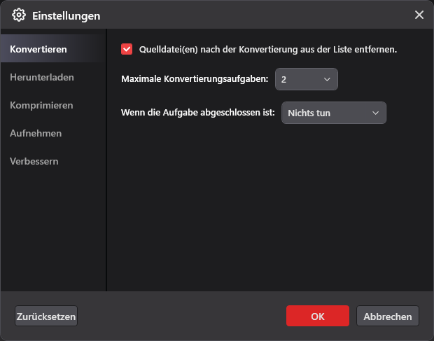 Das allgemeine Einstellungsfenster von MiniTool Video Converter