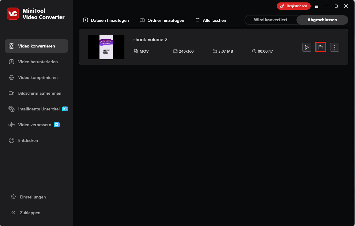Die konvertierte MP4-Datei mit MiniTool Video Converter finden