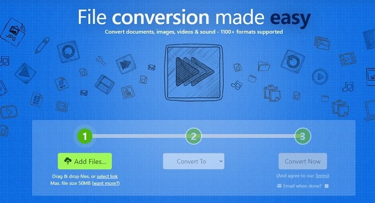 ZAMZAR conversion interface.