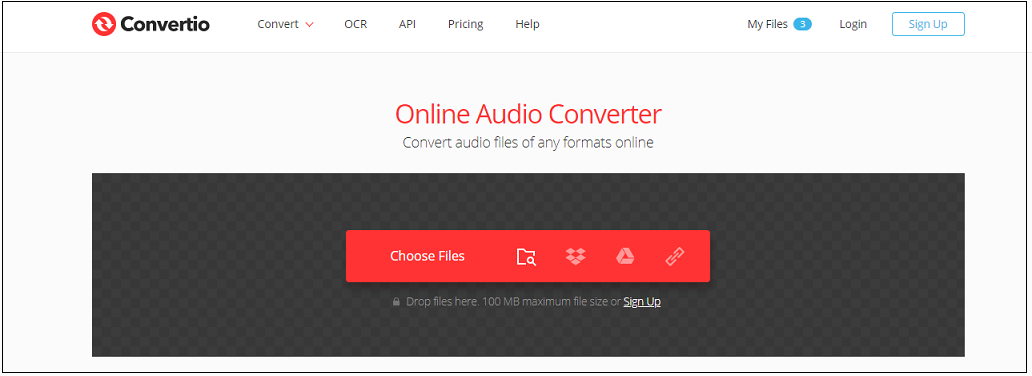 Convertio conversion interface.