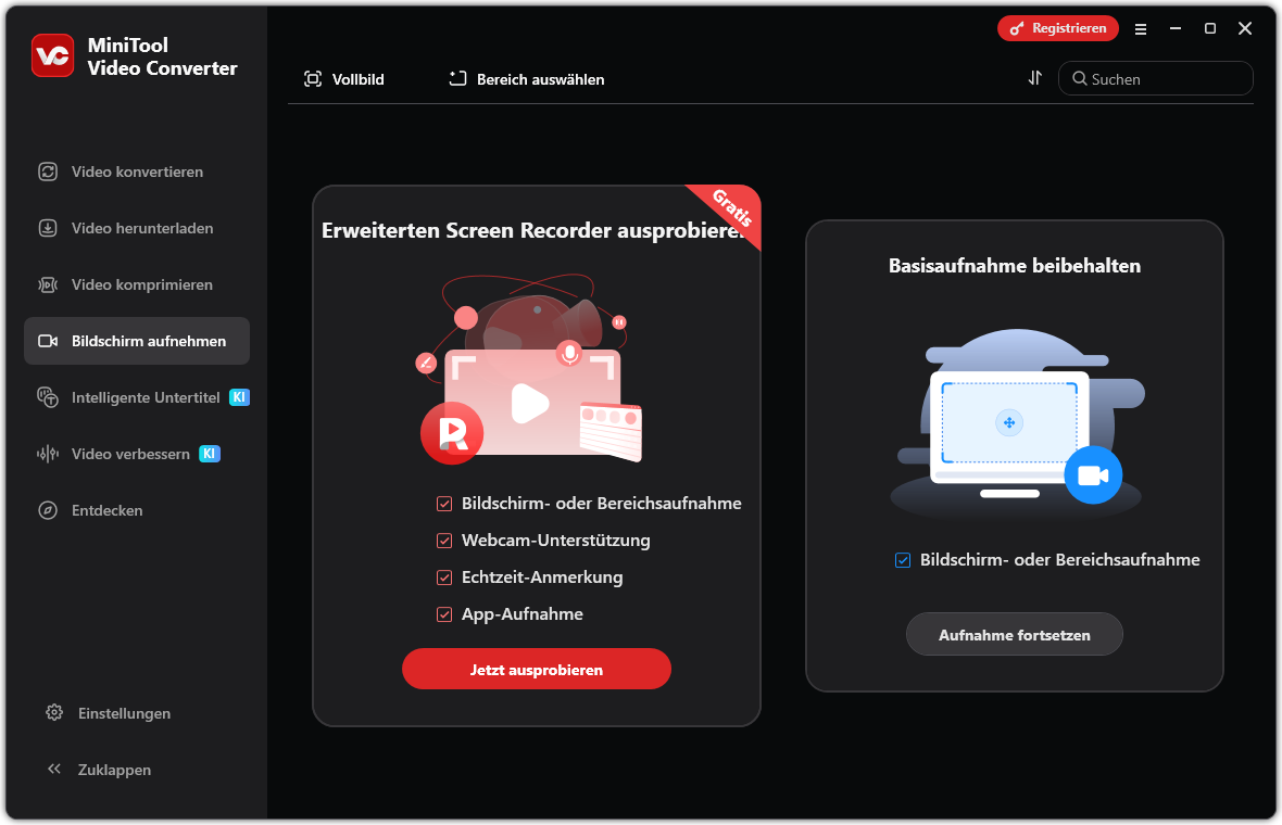 MiniTool Screen Recorder aufrufen