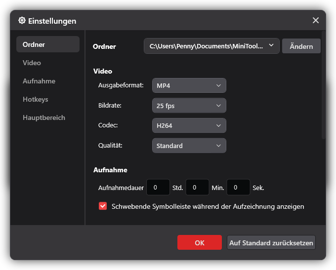 Fenster Einstellungen