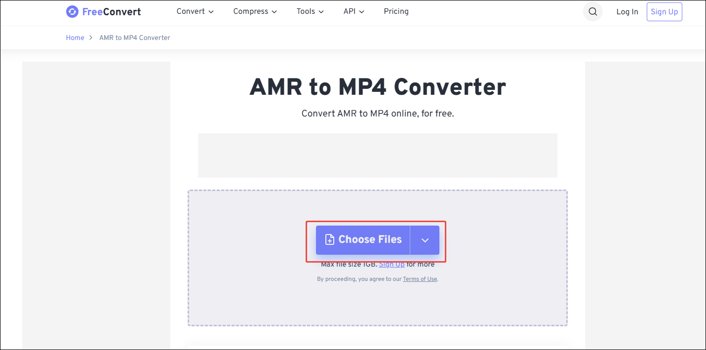 FreeConvert interface with the Choose Files option selected.