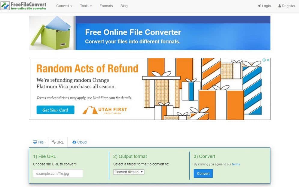FreeFileConvert interface.