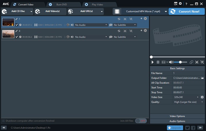 The interface of Any Video Converter Free.