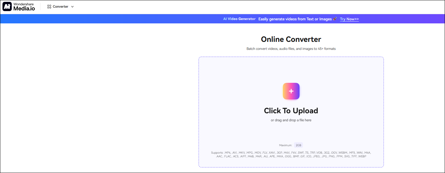 The interface of Media. io.