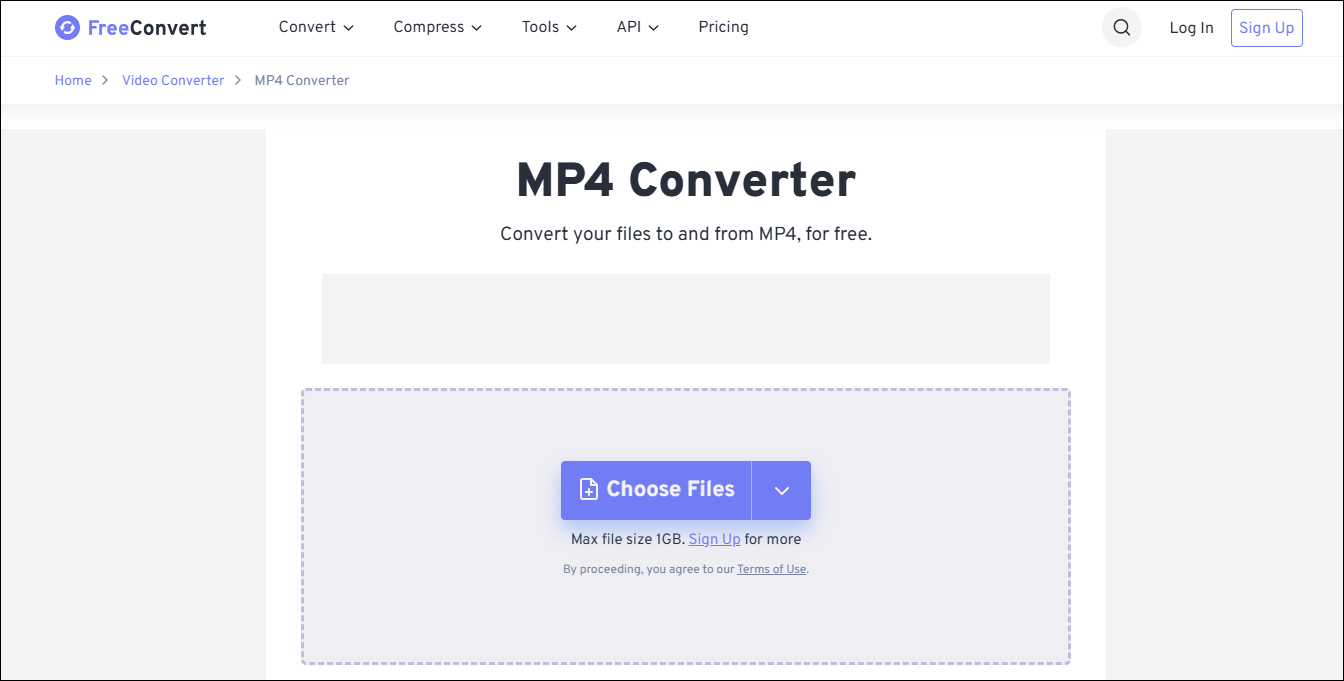 The interface of FreeConvert.