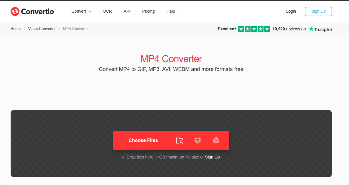 The interface of Convertio.