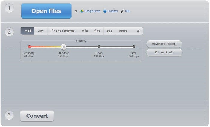 Online Audio Converter interface.
