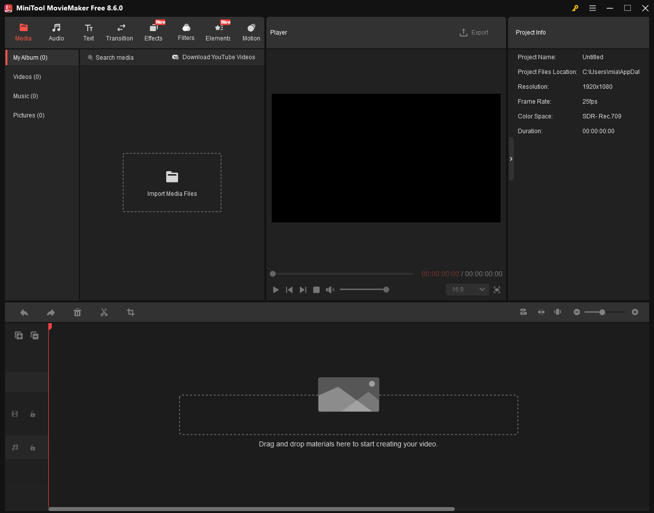 MiniTool MovieMaker interface.