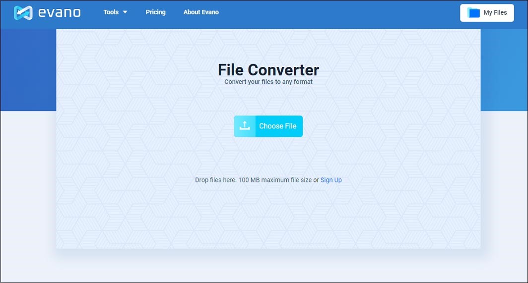 Evano File Converter interface.