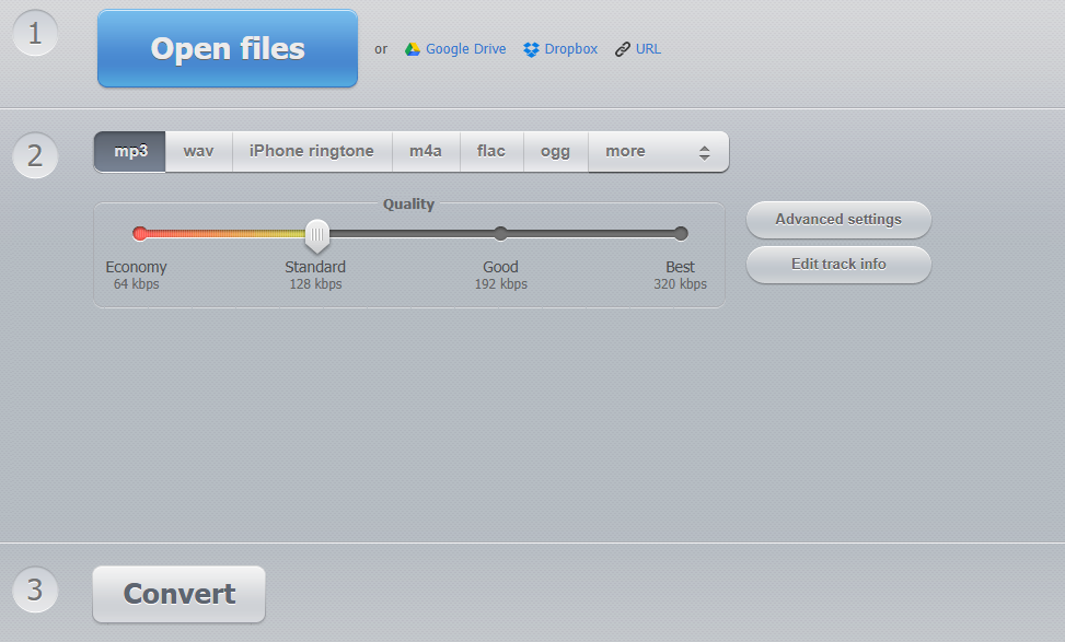 Online Audio Converter website homepage.