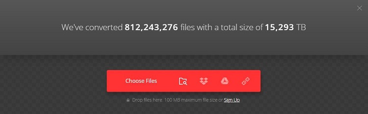 The interface of Convertio.