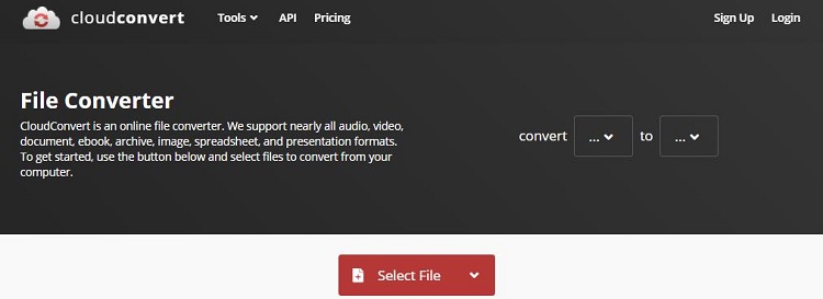 The interface of Convertio.