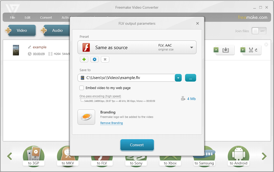 The interface of Freemake Video Converter.