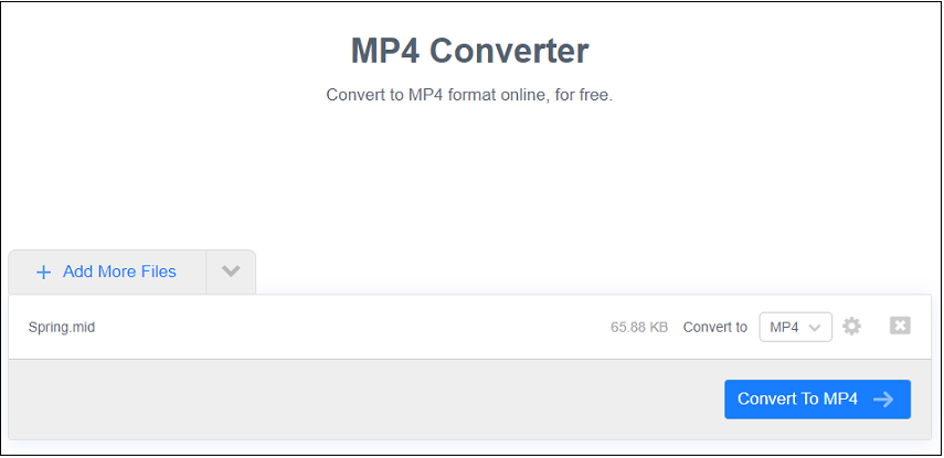 FreeConvert converting interface with a MIDI file uploaded.