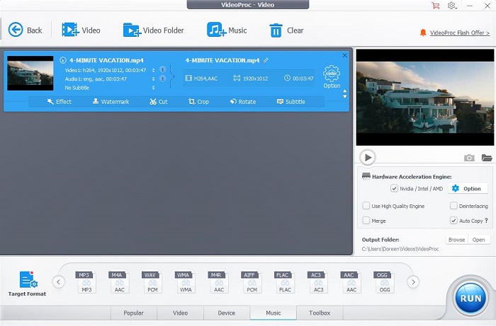 The interface of VideoProc.
